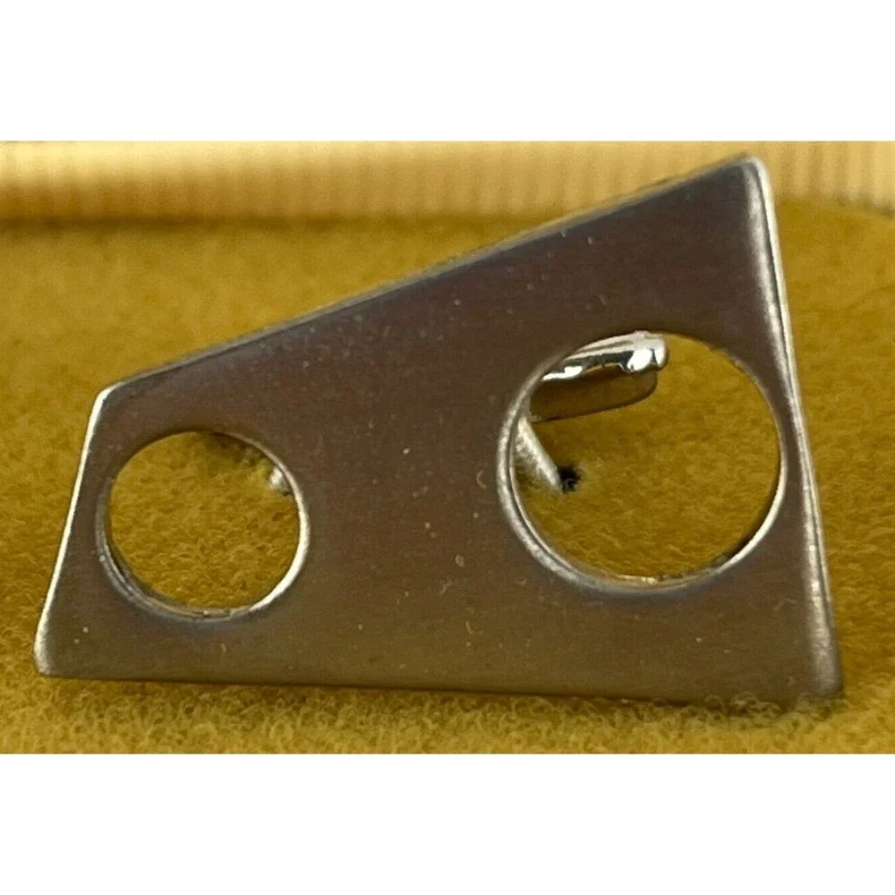 Vtg MCM Clewco Stainless Steel Cufflinks Shiny Silver Tone Geometric England NIB